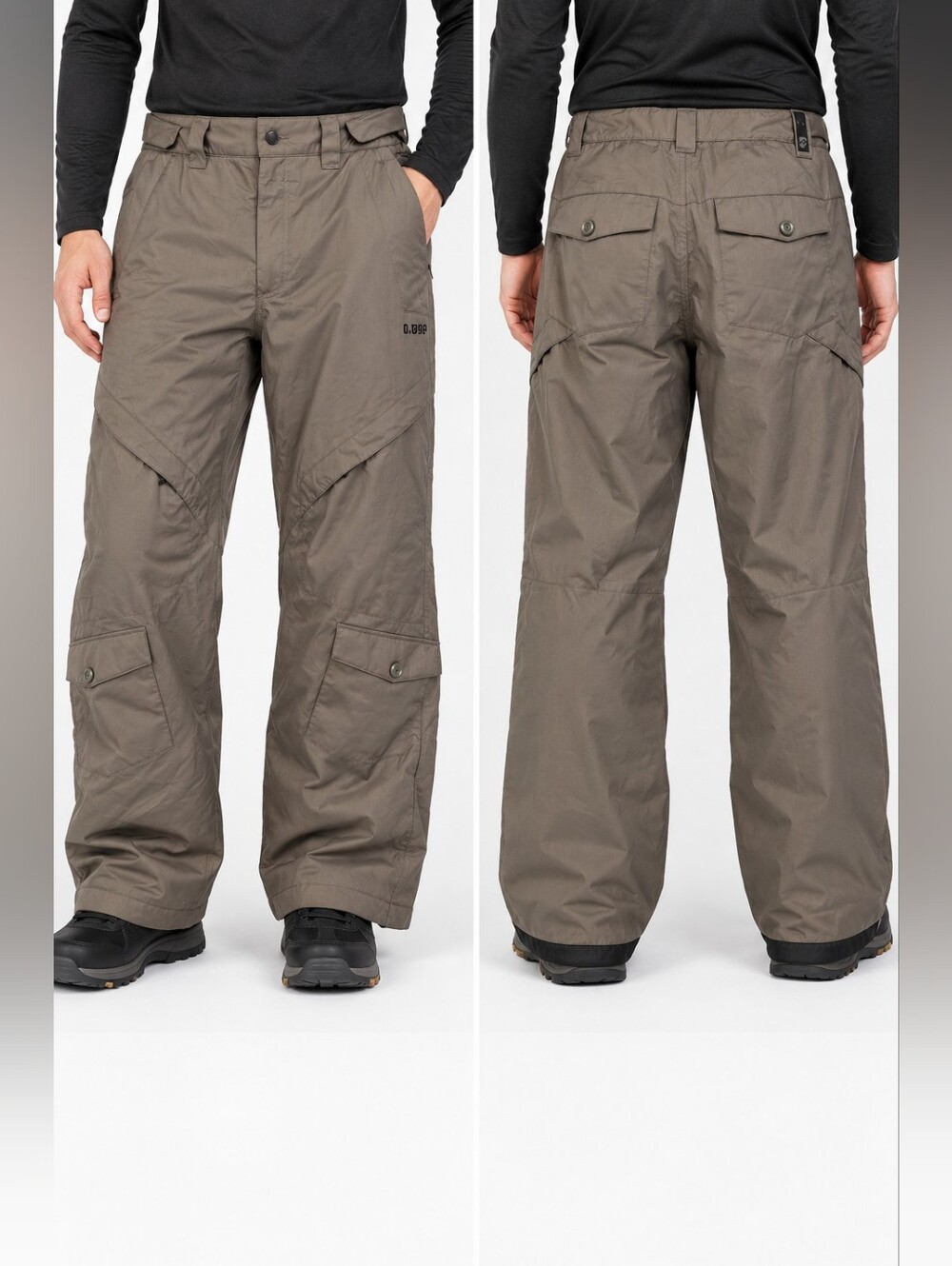 Orage Prime 10 Men  XL Ski Snowboard Cargo Pants Gray Technical Snow Pants Brown